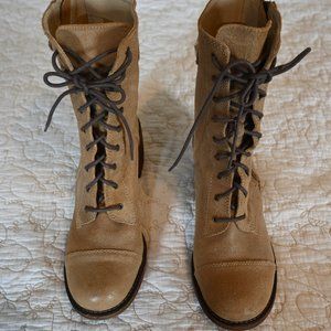 Rocket Dog Max Suede Biker Cognac Tan Lace Up Buckle Women Ankle Boots Sz 10 M
